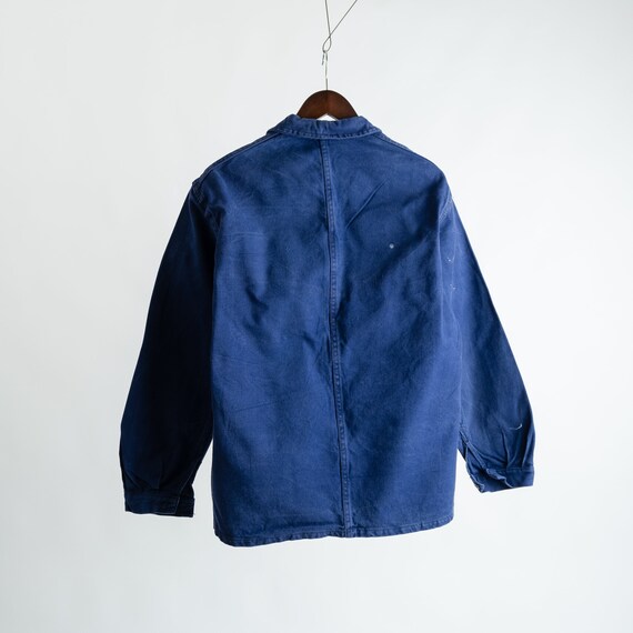 Vintage French Workwear Chore Jacket Blue Cotton … - image 8