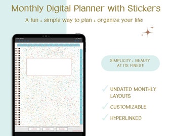 Undated Monthly Digital Planner for Goodnotes, Hyperlinked (Digital Download)