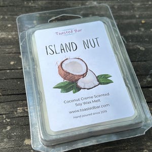 Island Nut - Coconut Creme Highly Scented Soy Wax Melt, Coconut Wax Tart, Beach Scented, Spring Scented, Summer Candle Melt