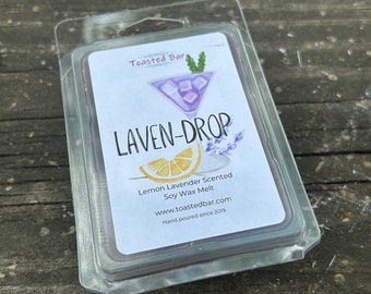 Lavendrop - Cera de soja fundida con aroma a limón y lavanda, tarta de cera de lavanda, aroma relajante, aroma limpio, velas fundidas, aroma dulce