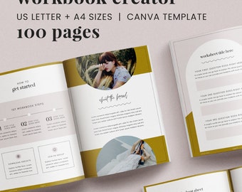 100 Page Canva Workbook Creator Template, Fully Customizable Lead Magnets for Course Creators, Entrepreneurs, and Coaches