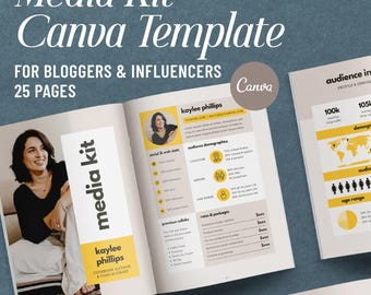 Influencer Media Kit Canva Template | Blogger Press Kit | One Page & Multi Page PR Kit | Editable Media Kit for Sponsors | A4 + US Letter