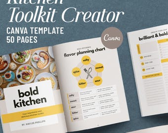 Kitchen Toolkit Template for Food Bloggers | Canva Meal Planner Printable | Pantry & Freezer Inventory | Digital Food Planner PDF