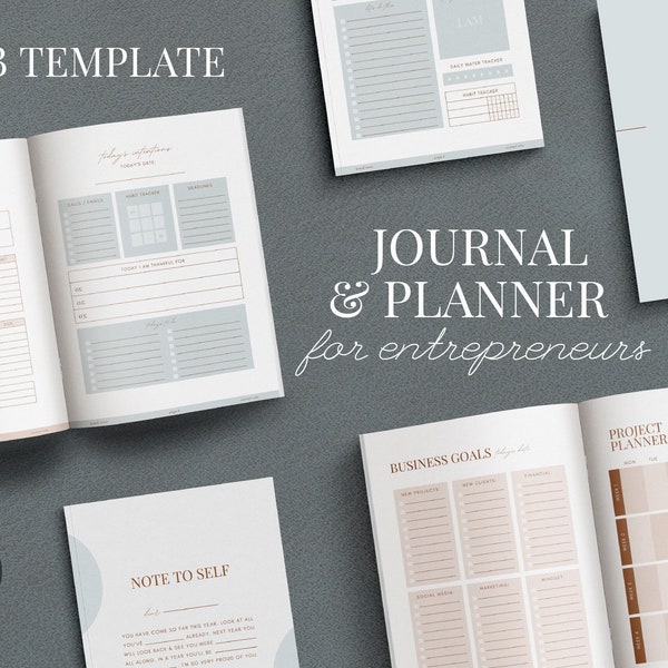 2023 Journal + Planner Canva Template for Entrepreneurs / Sellable Digital Product or Lead Magnet for Business - 45 easy-to-edit pages