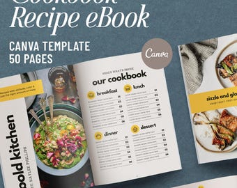 Food Blogger Canva Template | DIY Printable Cookbook Template | Editable Recipe Ebook | Food Photographer Portfolio | A4 & US Letter