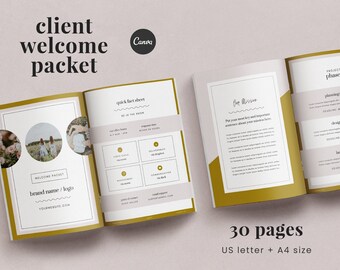 New Client Onboarding Welcome Packet Template Resource for Canva 30 Pages, Fully Customizable, Easy to Edit