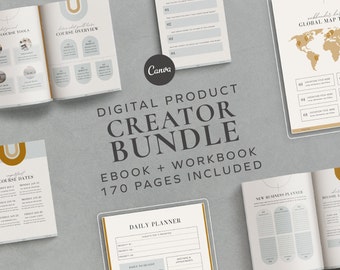 Digital Product Creator Canva Bundle 170 Customizable Templates for Workbooks, eBooks, Lead Magnets