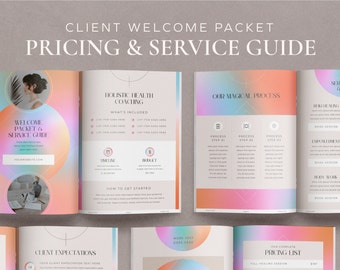 Welcome Packet, Service Guide, New Client Onboarding Canva Template for Mystical Entrepreneurs, 45 pages easy to edit