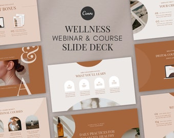 Health and Wellness Coach Webinar and Online Course Slide Deck Presentation Fully Customizable Canva Template with 75 Slides