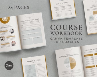 Course Creator, Webinar, Lead Magnet Workbook Customizable Canva Template - 85 Pages