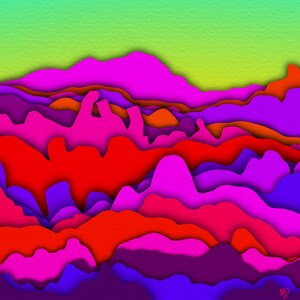Green Sky Canyon Illustrated Print