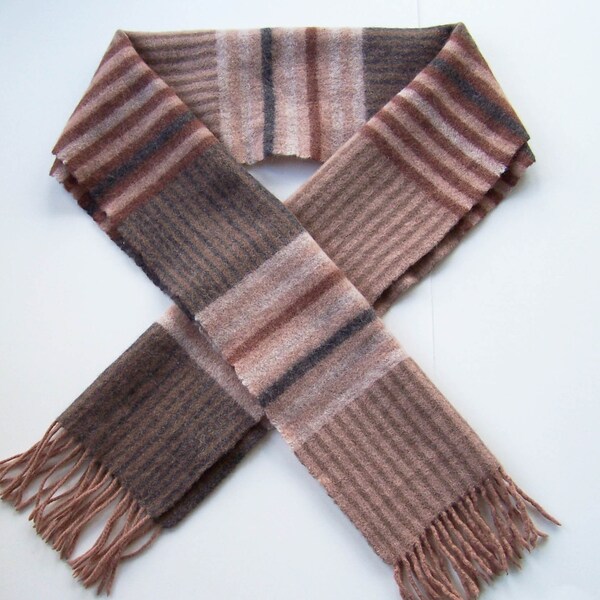 Striped Fringed-edge Wool Scarf main image 0