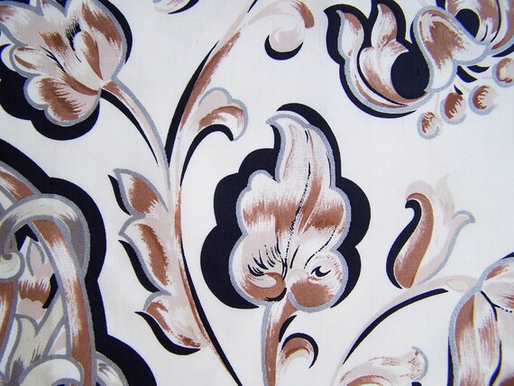 Gray, Cream, Beige Floral Jim Thompson Scarf - St… - image 3