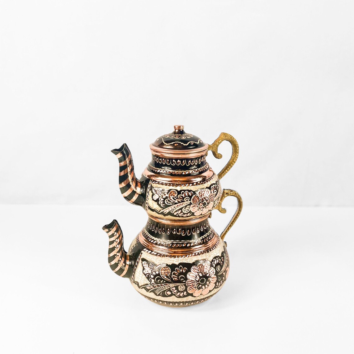 Handmade and hand painted copper Traditional Turkish tea pot Etsy