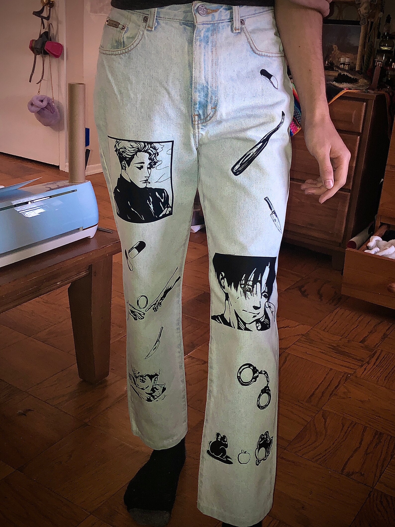 Benutzerdefinierte Anime Jeans Hose Anime Jacke LESEN | Etsy