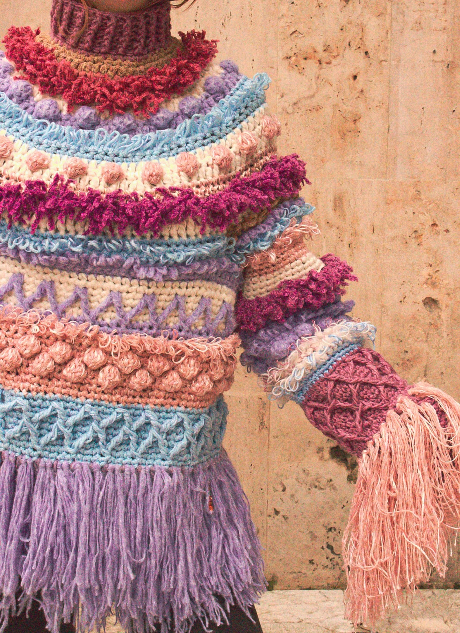 Chunky knit sweater Pastel multicolor womans sweater Bulky Etsy