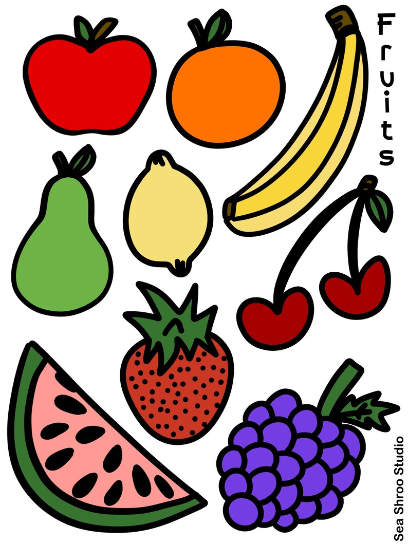 Fruits Preschool Coloring Activity Page Printable Kids Crafts Coloring ...