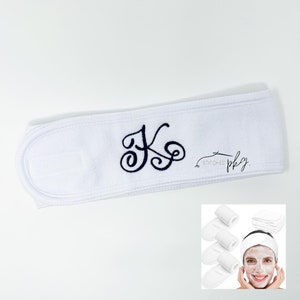 Monogrammed Initial Spa Headwrap Headband - Adjustable Closure - Monogram - Personalization - SPA Birthday - Girl Gift - Women Toiletry