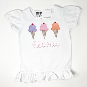 Eistüte Trio Besticktes Shirt - Bubble - Lätzchen - Kirsche oben - Geburtstag drei - dritter Geburtstag - drei Eistüten - Personalisieren