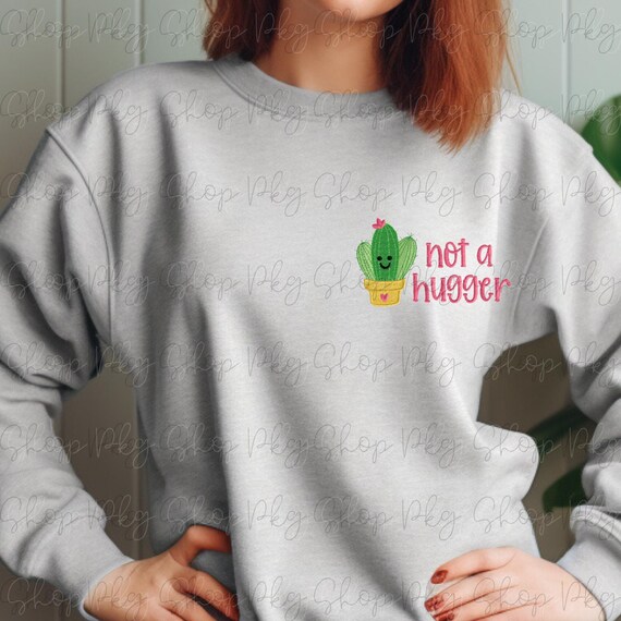 Moletom bordado Not a Hugger Cactus LC Cor personalizada
