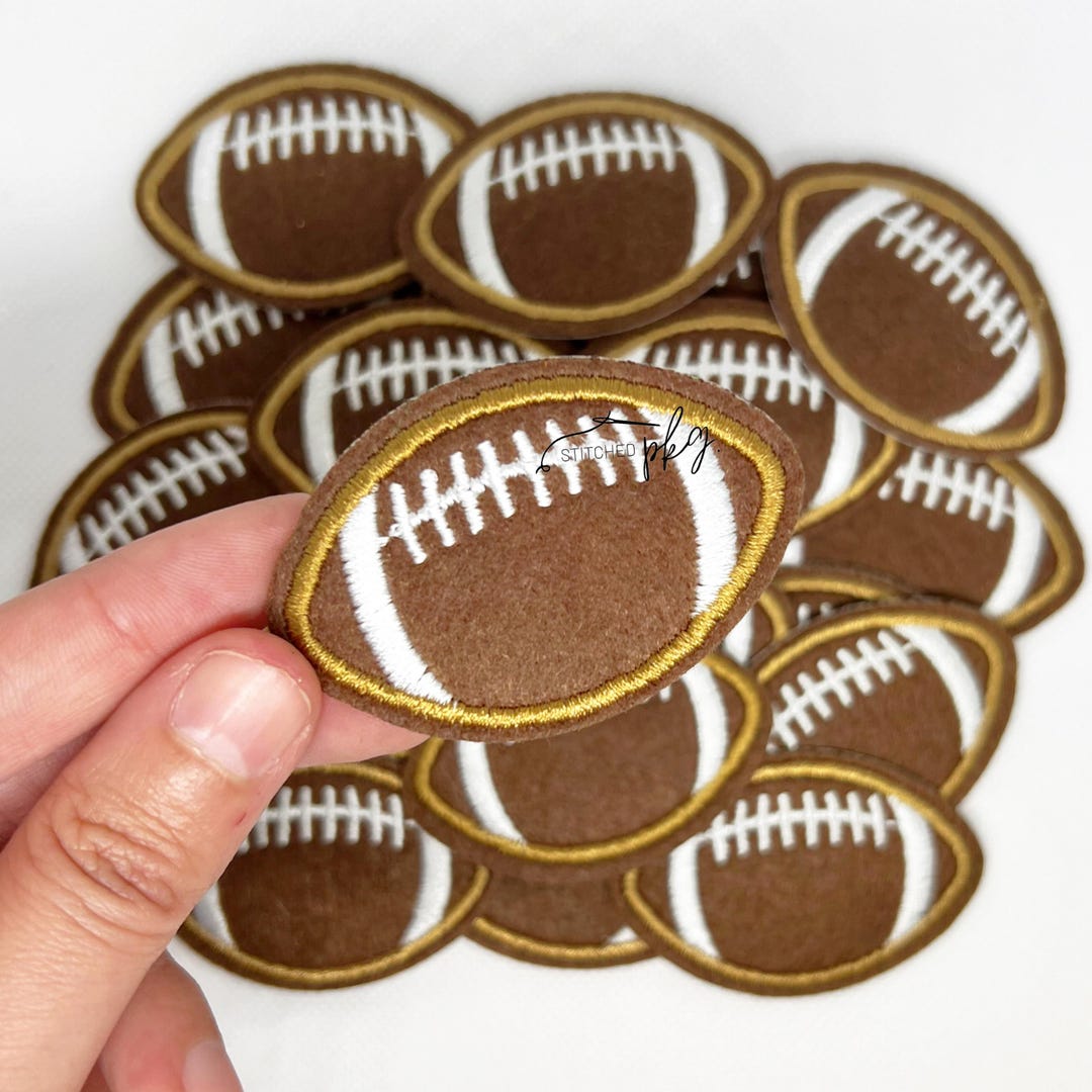 Patch Less Football Football Iron on Patch - Embroidered Patch - Brown Ball Sport - Trucker ...