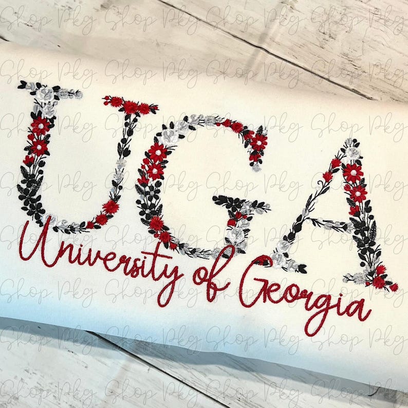 University of Georgia Embroidered Sweatshirt - Floral Lettering ...