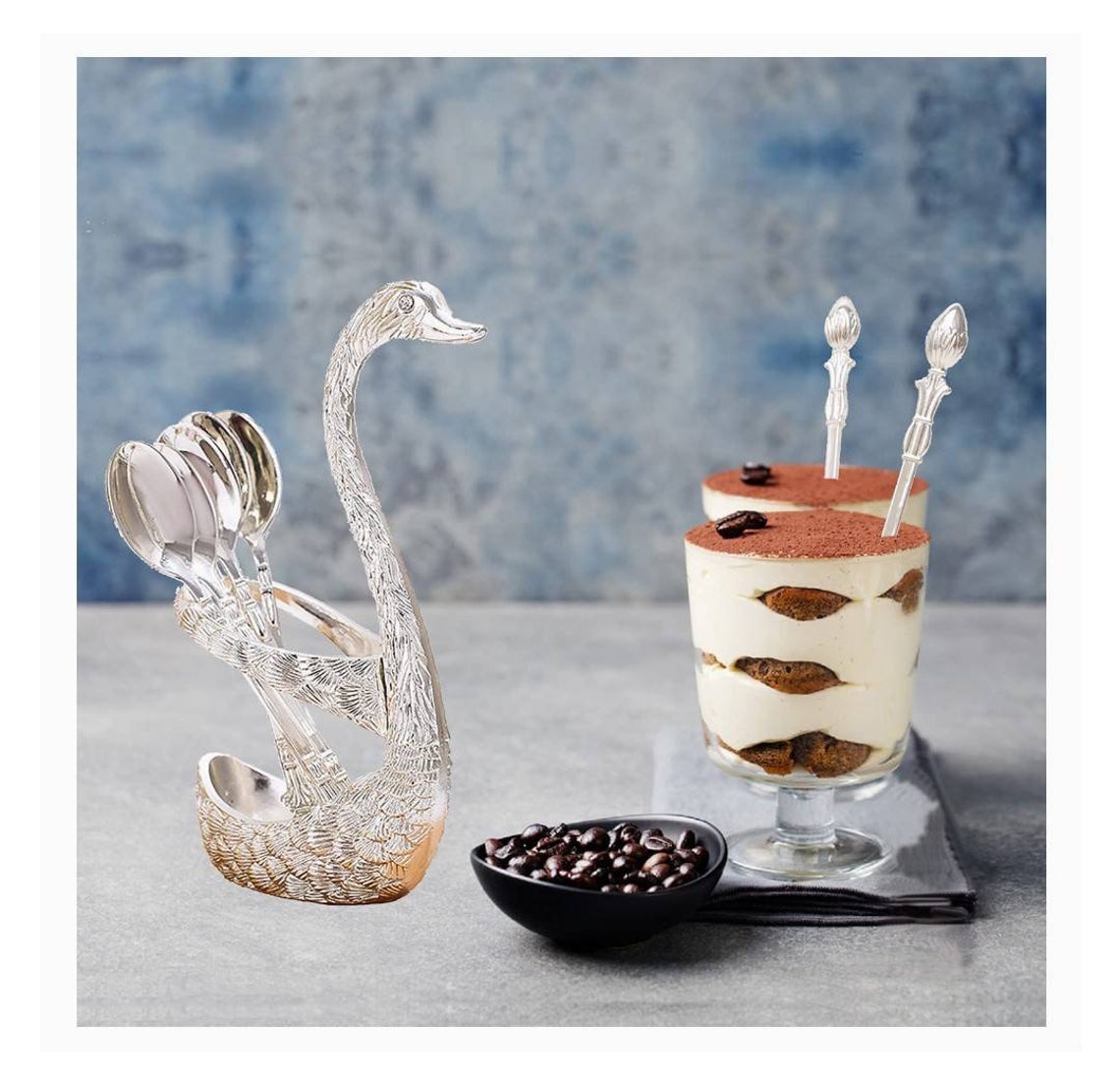 Swan tea spoon holder for coffee stand unique set of dessert Etsy