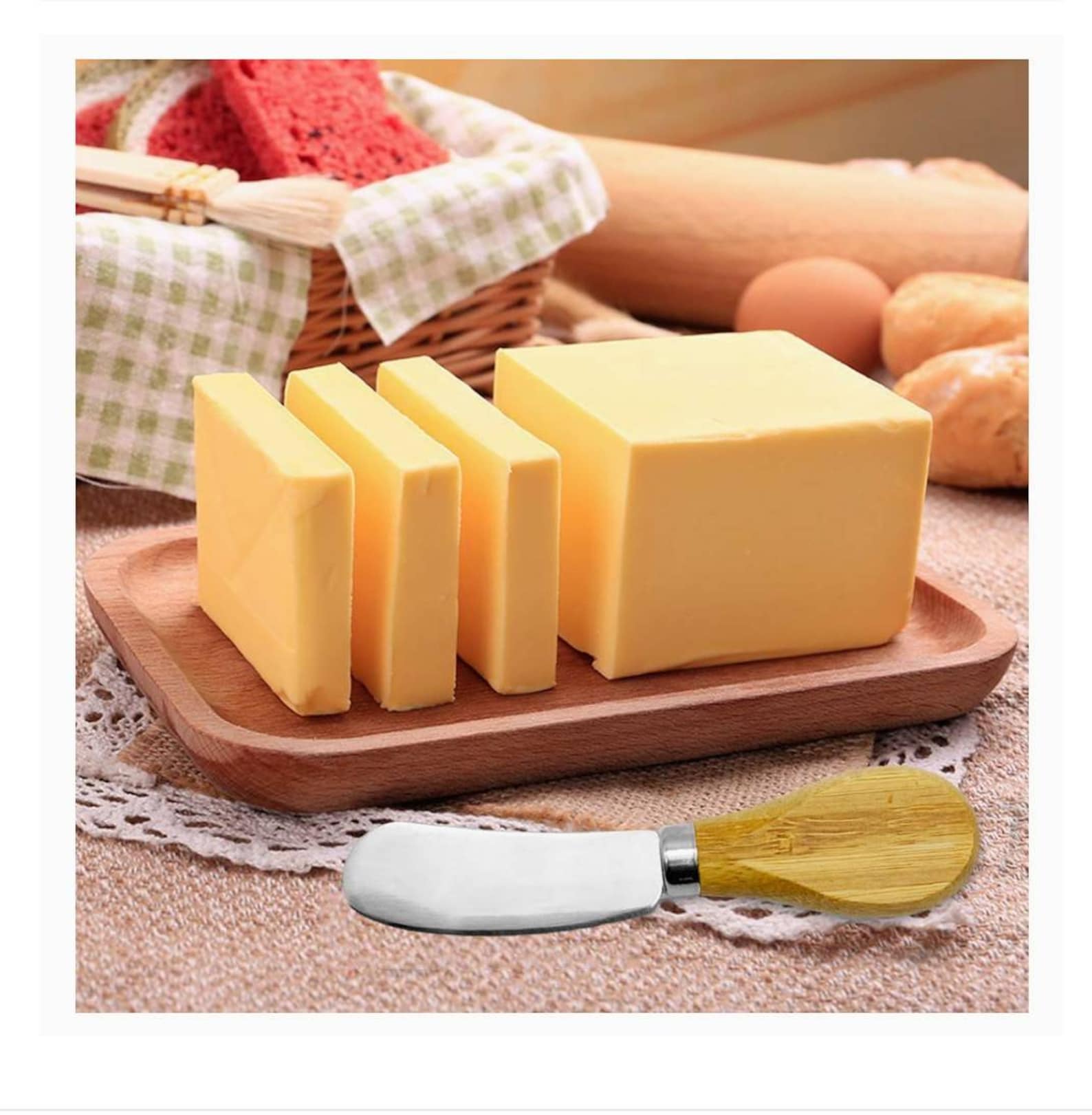 Cheese spreader with bamboo handle 5.0 in stainless steel 6 Etsy