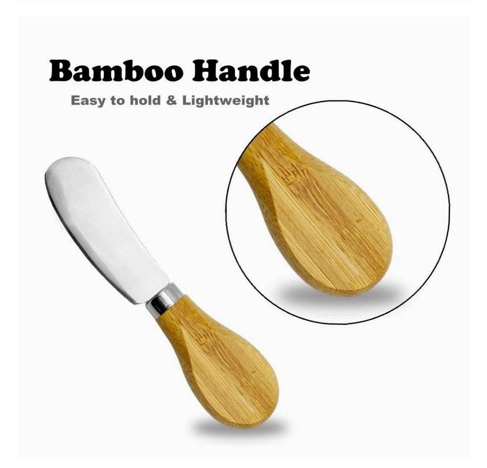 Cheese spreader with bamboo handle 5.0 in stainless steel 6 Etsy