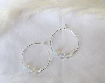 Opalite Hoops, Opalite Hoop Earrings, Opalite Crystal Beads, Opalite Bead Earrings, Opalite, Opalite Earrings, Opalite Hoop, Opalite Crystal