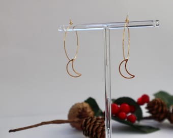 Crescent Moon Earrings, Crescent Moon Hoops, Gold Crescent Moon, Silver Crescent Moon, Crescent Moon Hoop, Moon Earrings, Moon Hoops