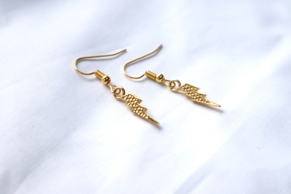 Lightning Earrings Lightning Bolt Earrings Lightning Dangle Etsy
