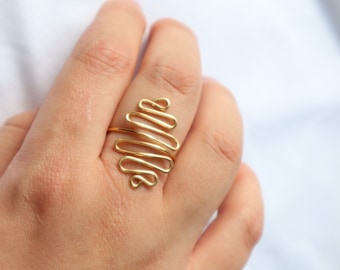 Large Wave Ring, Squiggle Ring, Gold Squiggle Ring, Silver Squiggle Ring, Squiggly Ring, Large Squiggly Ring, Wavey Ring, Wave Ring