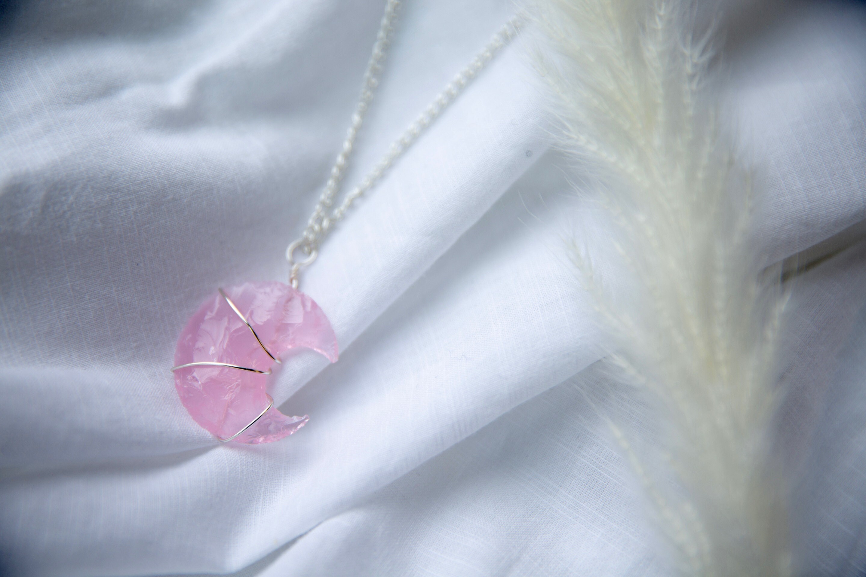 Rose Quartz Moon Rose Quartz Crescent Moon Crescent Moon Etsy