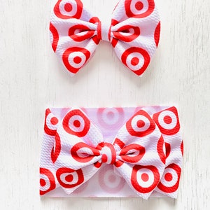 Target Bow: Nylon headband, Headwrap, Piggies or Clip Hair Bow