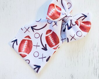 Football Plays Bow: Nylon headband, Headwrap, Piggies or Clip Hair Bow
