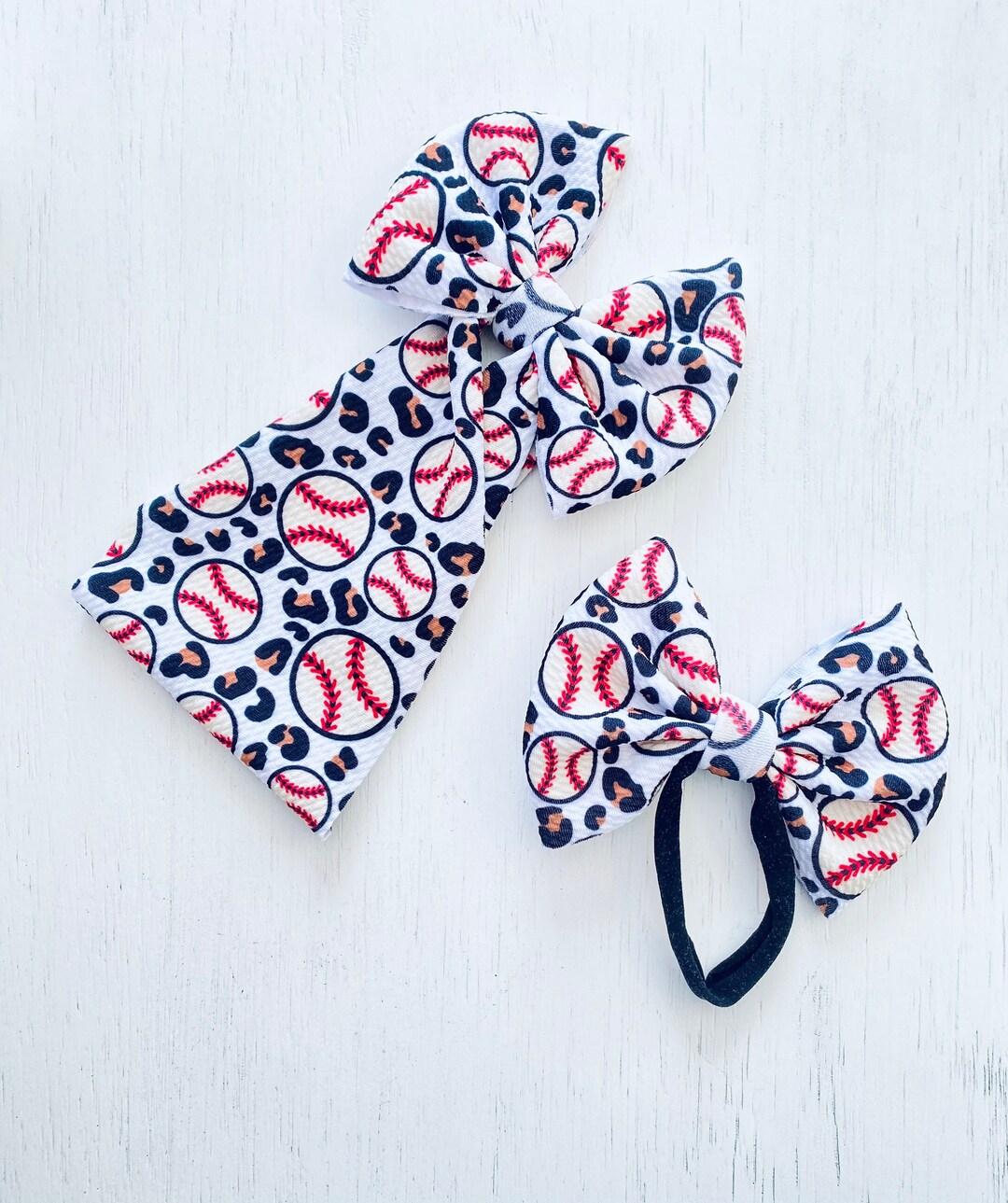 Cheetah Baseball Bow Nylon Headband, Headwrap, Piggies or Clip Hair Bow Etsy