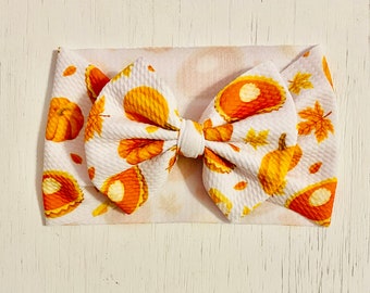 Pumpkin Pie Bow: Nylon headband, Head wrap, Piggies or Clip Bow