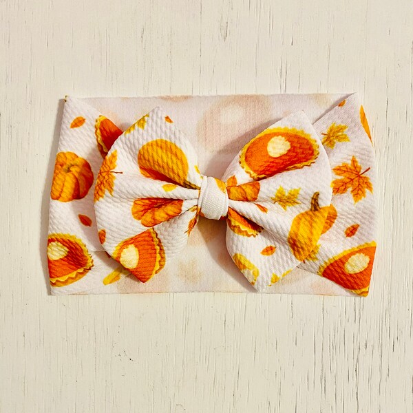 Pumpkin Pie Bow: Nylon headband, Head wrap, Piggies or Clip Bow