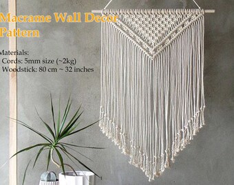 Tutorial PDF per appendere a parete Macrame grande, modelli pdf