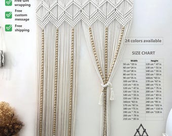 Macrame door curtain beads, room dividers, beaded curtain doorway, curtains boho living room, curtains bedroom