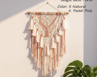 Handgemaakt kleurrijk tapijt | Boho macramé kunst aan de muur | Muurhanger met kwastje voor slaapzaaldecoratie