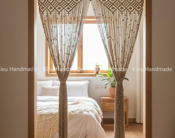 Cortinas de macramé personalizadas, decoración estética, cortina de puerta hecha a mano, arte textil para pared, decoración natural para el hogar, cenefa para ventana, arte tejido para pared.