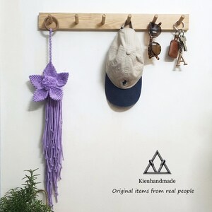 Handmade 3D Macrame Flower Art - Unique Floral Wall Decor - Cotton Tassel Hanging - Aesthetic Housewarming Gift, Mother's Day Gift