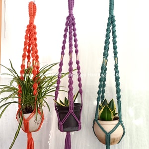 Handmade Macrame Plant Holder, Plant Hanger With Tassel, Plant Hanger Indoor Decor, Ceiling Plant Hanger, Modern Boho Plant Pot Holder