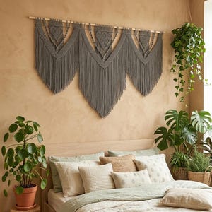 Extra Large Macrame Headboard | Modern Woven Wall Art & Tapestry | Bohemian Decor