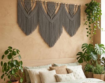 Extra Large Macrame Headboard | Modern Woven Wall Art & Tapestry | Bohemian Decor