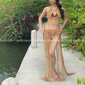 Latest Handmade Art Macrame Dress for Woman, Wedding Dress, Partywear Dresses, Womens Tops, Beach Dress,Long Fringe Dress, Boho Dress