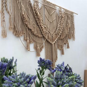 Wall decor over the bed Custom tapestry, Large wall art oversized horizontal, Large Macrame Headboard Decor, King Size Wall Hanging