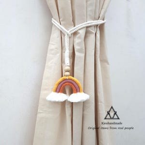 Set of 2 Handmade Rainbow Boho Curtain Tie Backs - Boho Curtain Accessories - Handcrafted Tie Backs in Rainbow Colors